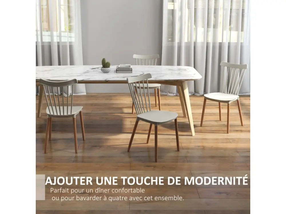 Lot de 4 chaises SVEN bois et gris pour livraison urbaine
