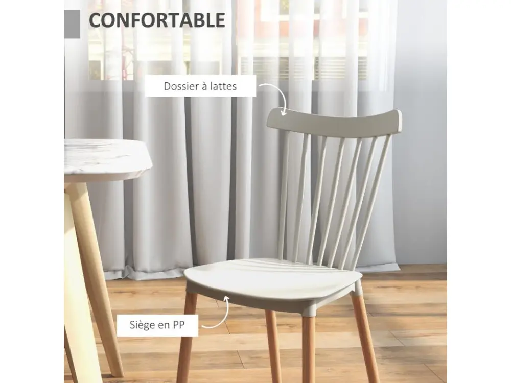 Lot de 4 chaises SVEN bois et gris pour livraison urbaine