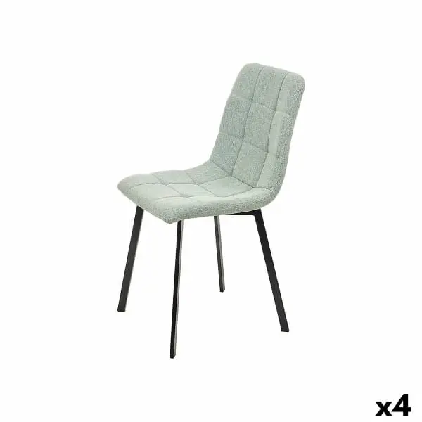 Lot de 4 Chaises Tissu Molletonné Vert et Noir avec ABS intégral