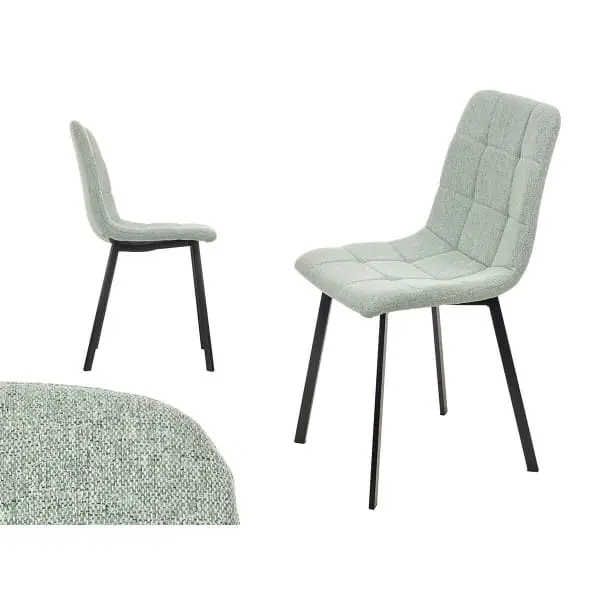 Lot de 4 Chaises Tissu Molletonné Vert et Noir avec ABS intégral