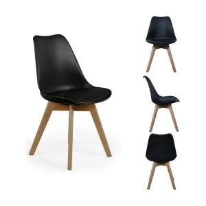 Moto cross compétition Lot de 4 Chaises Scandinave "Coquil" 81cm Noir