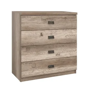 Moto roadster Commode 4 tiroirs Abel Bois et Gris