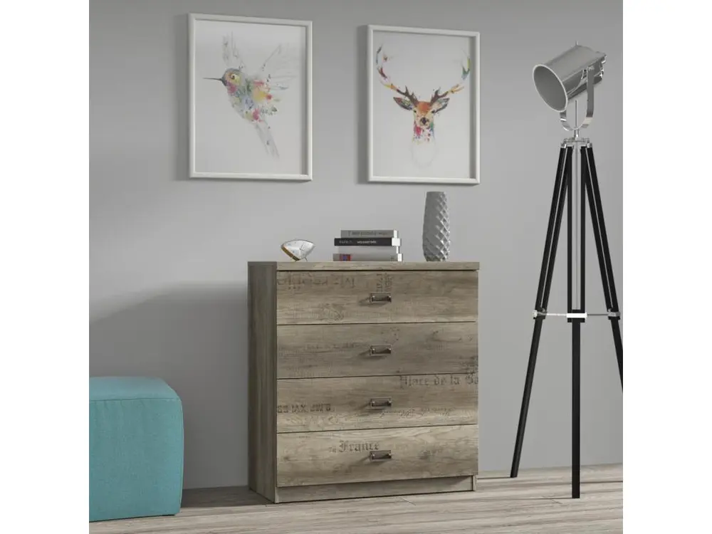 Moto roadster Commode 4 tiroirs Abel Bois et Gris