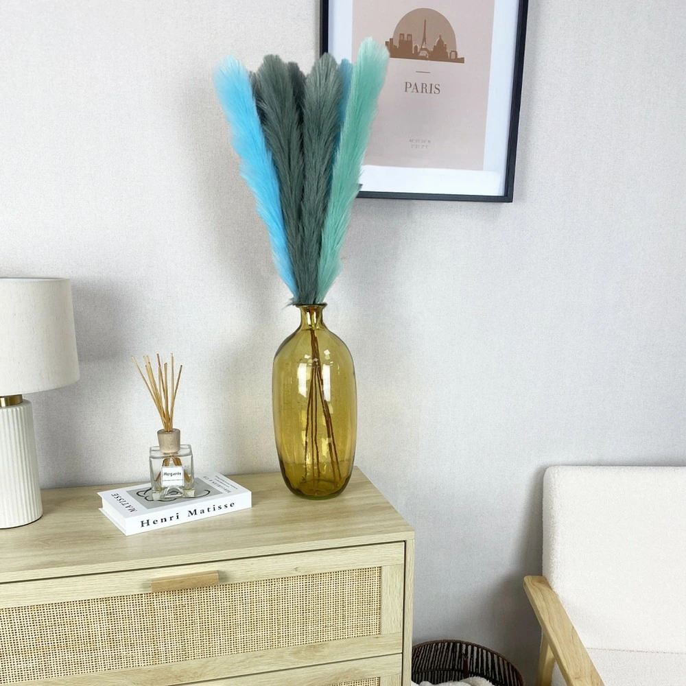Plumeau artificiel bleu 77cm lot de 4 avec ABS intégral