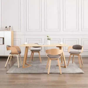 Quad utilitaire 4x4 Chaises à manger lot de 4 bois courbé et tissu taupe