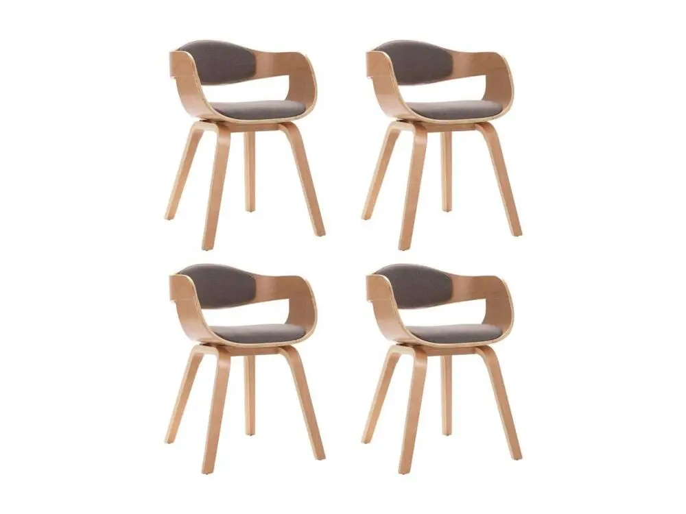 Quad utilitaire 4x4 Chaises à manger lot de 4 bois courbé et tissu taupe