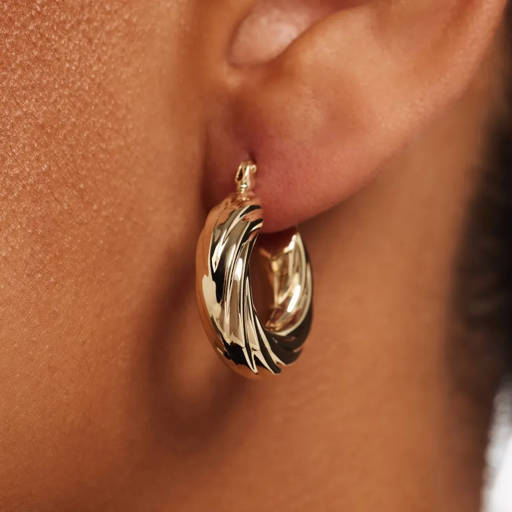 Rivoli Belle boucles d'oreilles en or 14 carats avec top case