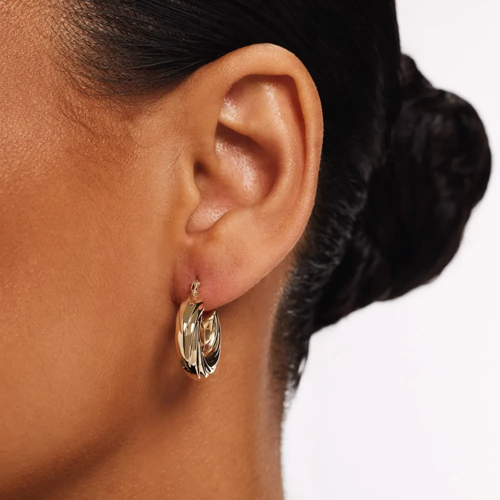 Rivoli Belle boucles d'oreilles en or 14 carats avec top case