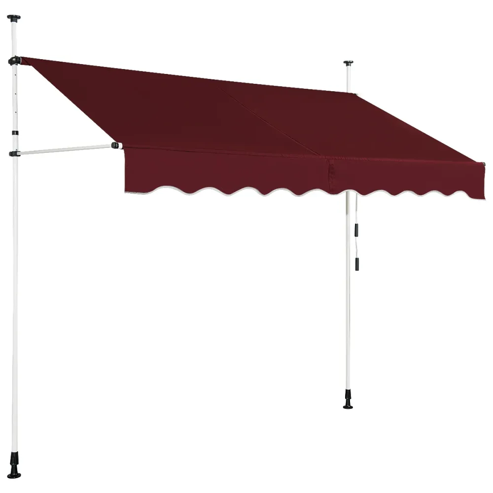 Auvent rétractable 250 x 125 cm réglable 200-300 cm design contemporain en aluminium rouge 20_0010431
