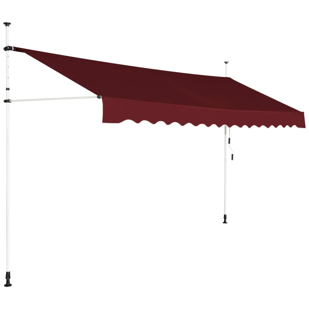 Auvent rétractable 400 x 200-300 cm accessible à installer et résistant aux intempéries en aluminium rouge 20_0010443 pour...