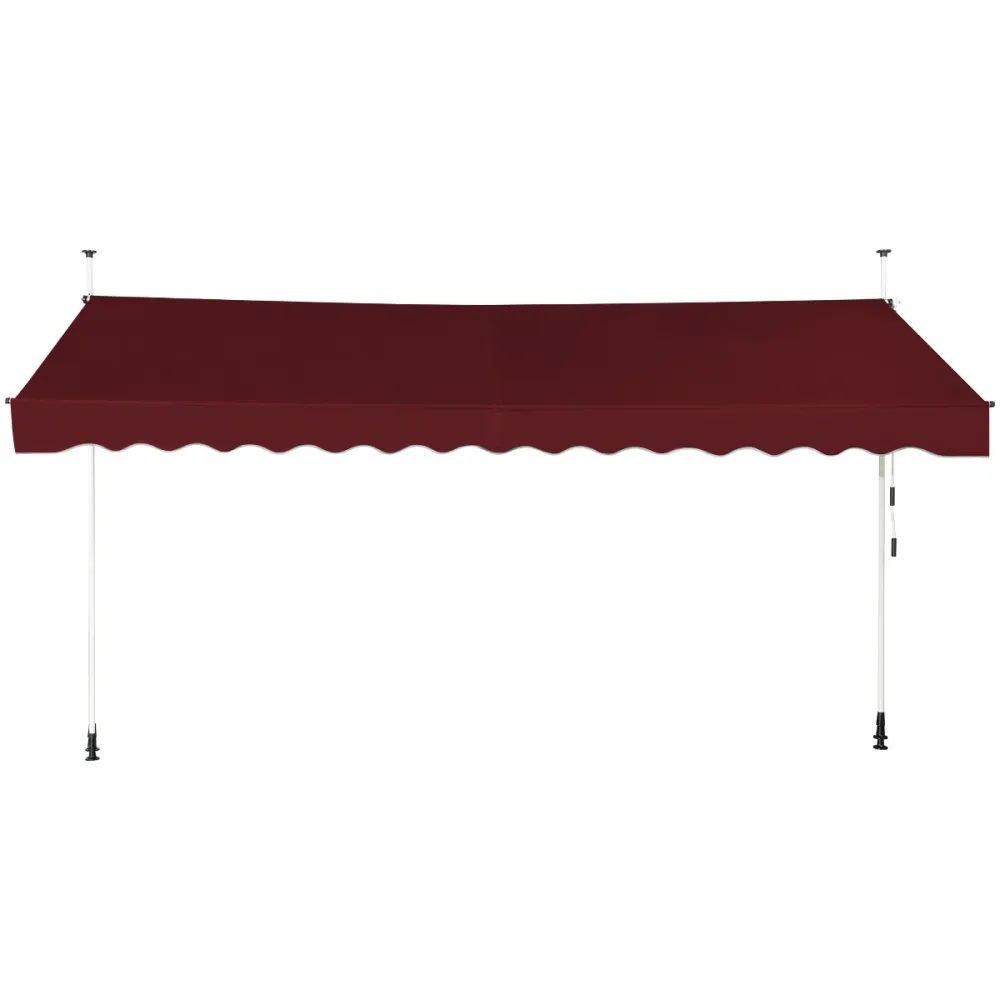 Auvent rétractable 400 x 200-300 cm accessible à installer et résistant aux intempéries en aluminium rouge 20_0010443 pour...