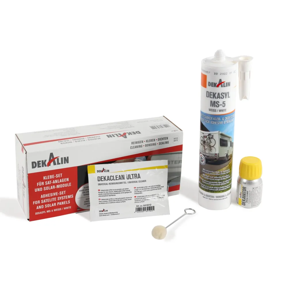 Nettoyant carrosserie Dekalin Dekaseal MS-5 Klebe Set | Primer | Reinigungstuch | ideal für Solar