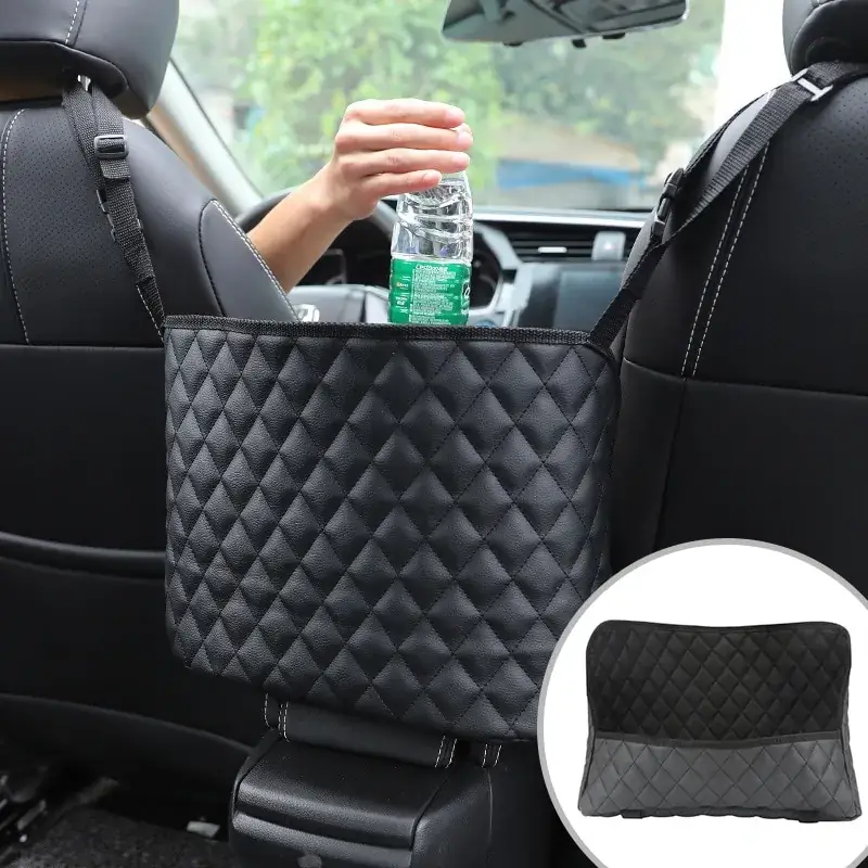 Coffre de rangement Précis : Organisateur de dossier de siège de support de sac à main de voiture en cuir de luxe - Cuir v...