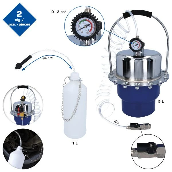 Kit Complet Universel Brilliant Tools Purgeur de frein à air comprimé avec bouteille de collecte BT701260 prendre à bas prix