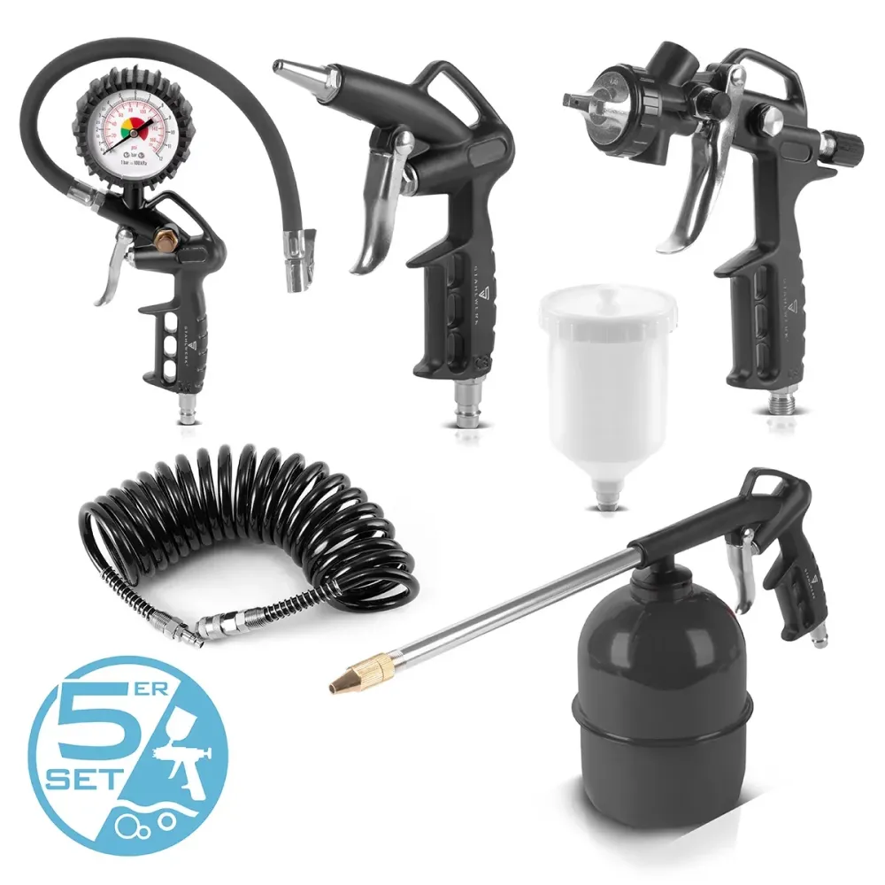 STAHLWERK kit d'air comprimé 5 pièces | Outil à air comprimé comprenant un pistolet à peinture, une soufflette, un pistole...