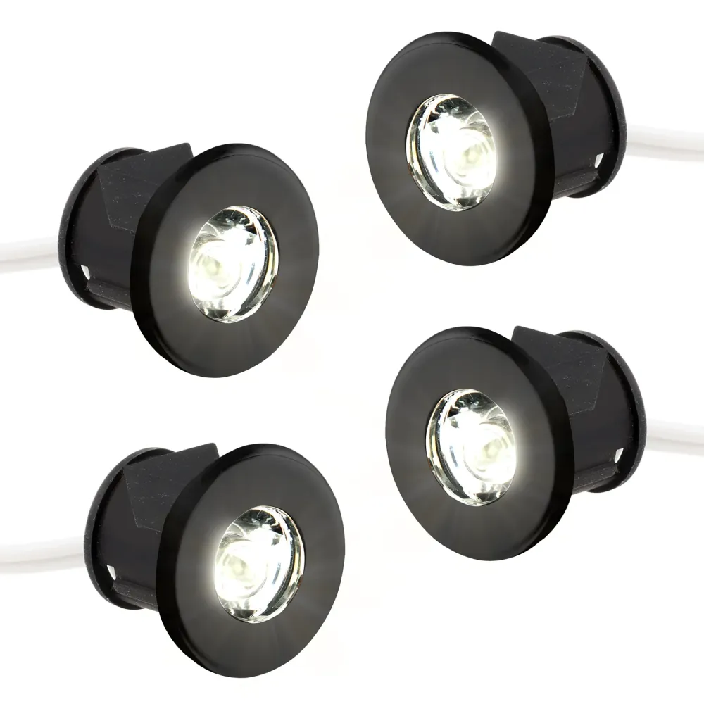 4x Einbaustrahler 12V Réduit LED-Spot 50lm Leuchte schwarz für Wohnwagen Wohnmobil