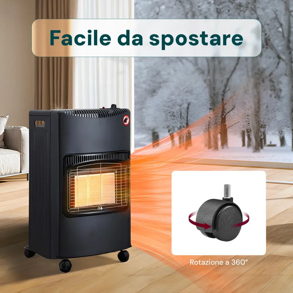 Stufa Gas Gpl 3 Potenze Con Ruote 4,2 Kw - Compatible Caravane/Camping-car