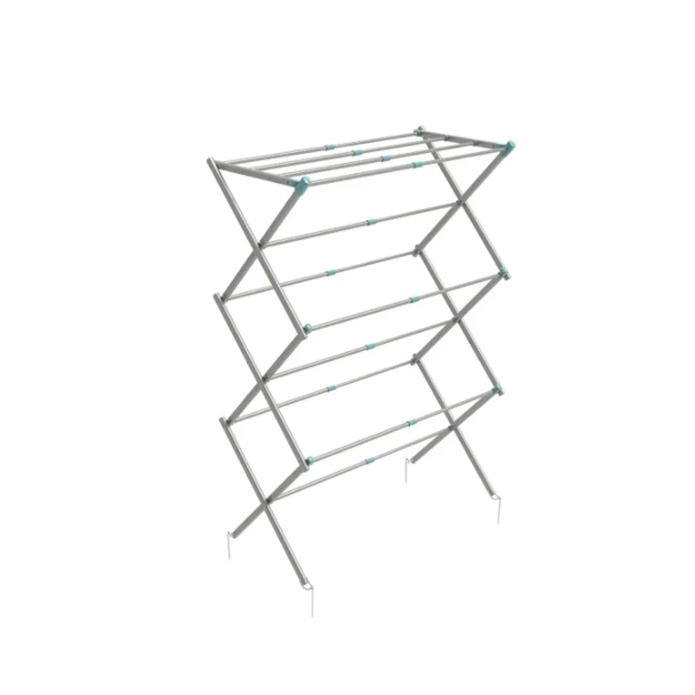 Literie sur mesure Wäscheständer klappbar mit 3 Ebenen Camping Wäscheturm Metall, geringes Packmaß