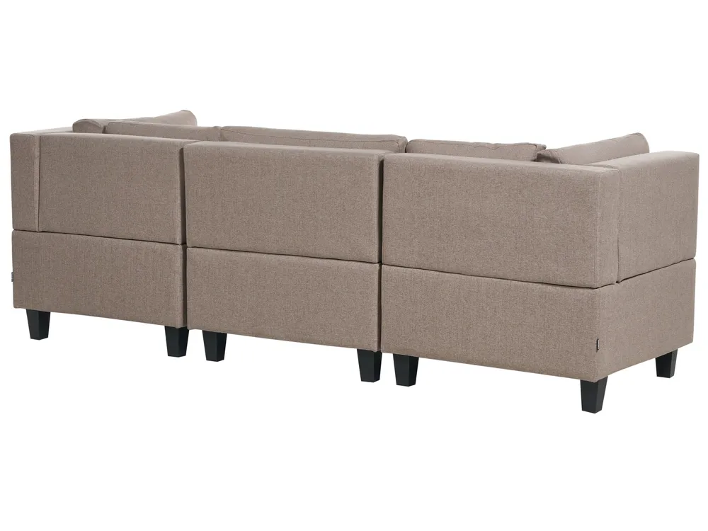 3-Seater Combinable Fabric Sofa Ottoman Brown UNSTAD