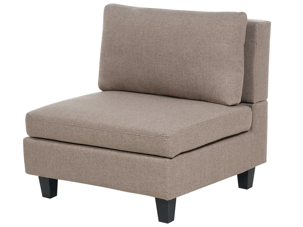 3-Seater Combinable Fabric Sofa Ottoman Brown UNSTAD