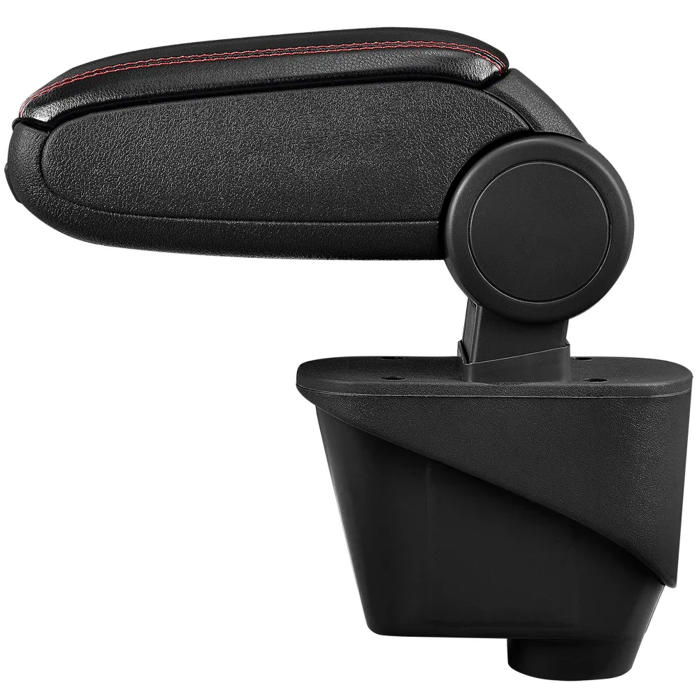 Accoudoir central pour Citroën DS3 avec compartiment rembourré cuir-synthétique noir avec des coutures rouges 03_0000410