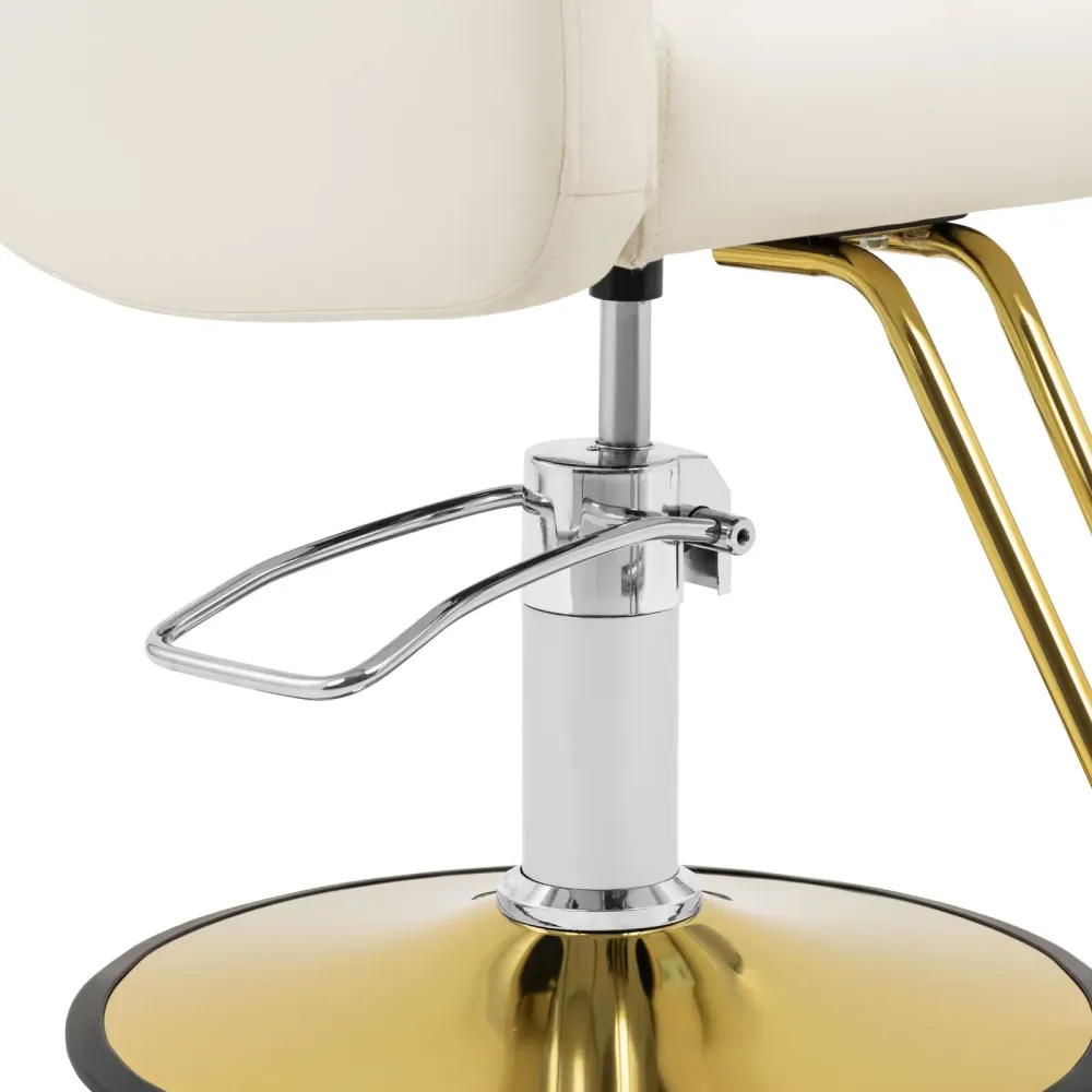 Fauteuil de coiffeur professionnel avec repose-pieds 180 kg VINYLE acier crème 14_0008945