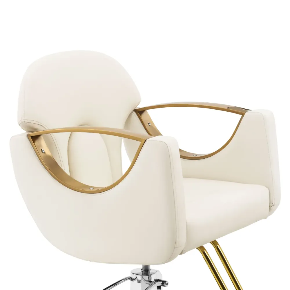 Fauteuil de coiffeur professionnel avec repose-pieds 180 kg VINYLE acier crème 14_0008945