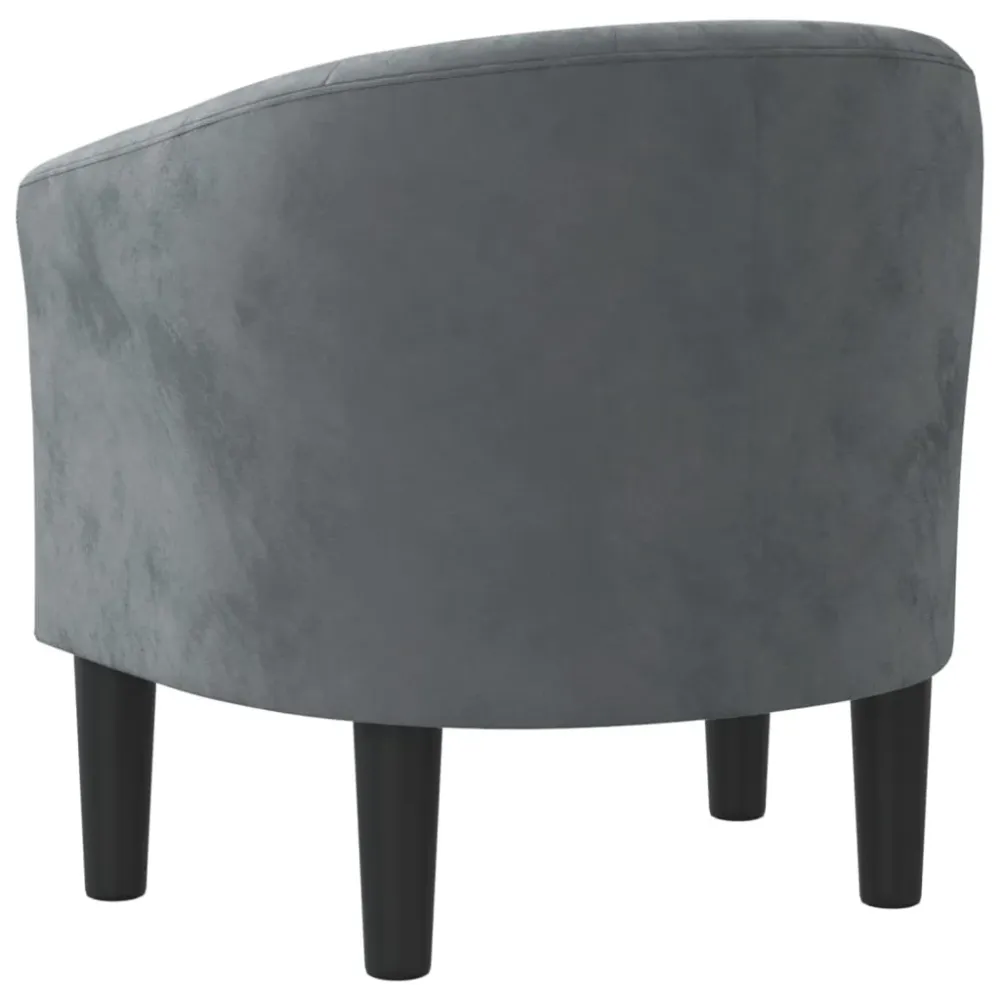 Fauteuil lounge assise confortable design moderne en velours gris ténébreux capitonné DEC026452