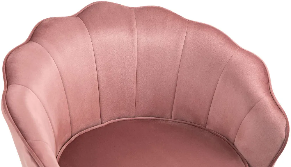 Fauteuil lounge chaise de chaise rembourrée avec coutures décoratives revêtement en velours rose et pieds métal doré FAL10...