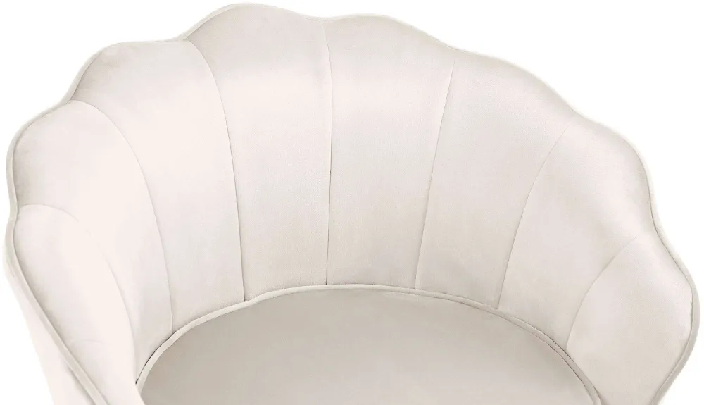 Fauteuil lounge chaise de chaise rembourrée avec coutures décoratives revêtement en velours crème et pieds métal doré FAL1...
