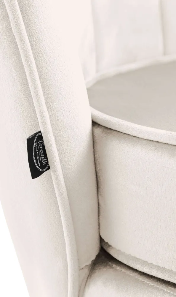 Fauteuil lounge chaise de chaise rembourrée avec coutures décoratives revêtement en velours crème et pieds métal doré FAL1...