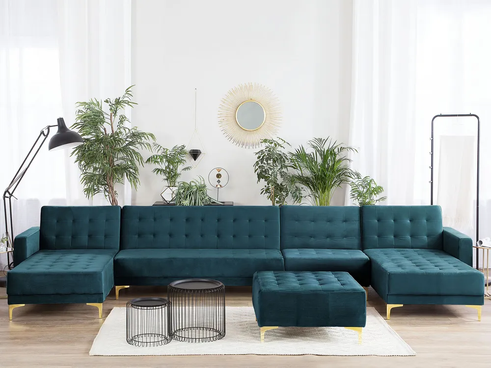 6 Seater U-Shaped Modular Velvet Sofa Sarcelle ABERDEEN