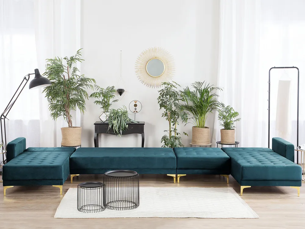 6 Seater U-Shaped Modular Velvet Sofa Sarcelle ABERDEEN