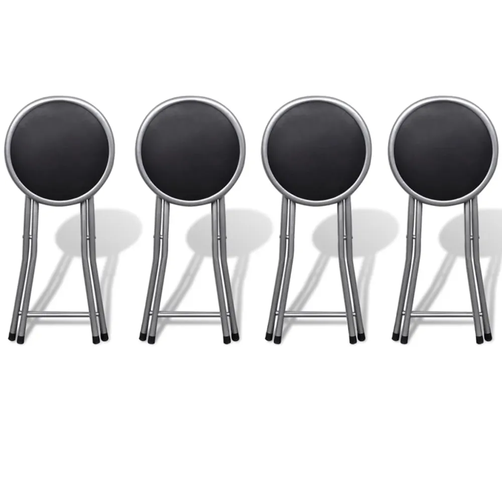 Set de 4 tabourets assise pliables design basique en PVC noir structure en acier DEC026383