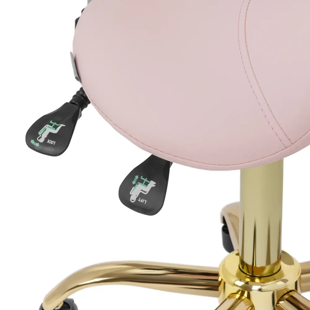 Siège selle 55 - 69 cm 150 kg VINYLE acier chromé mousse rose pâle doré 14_0009941