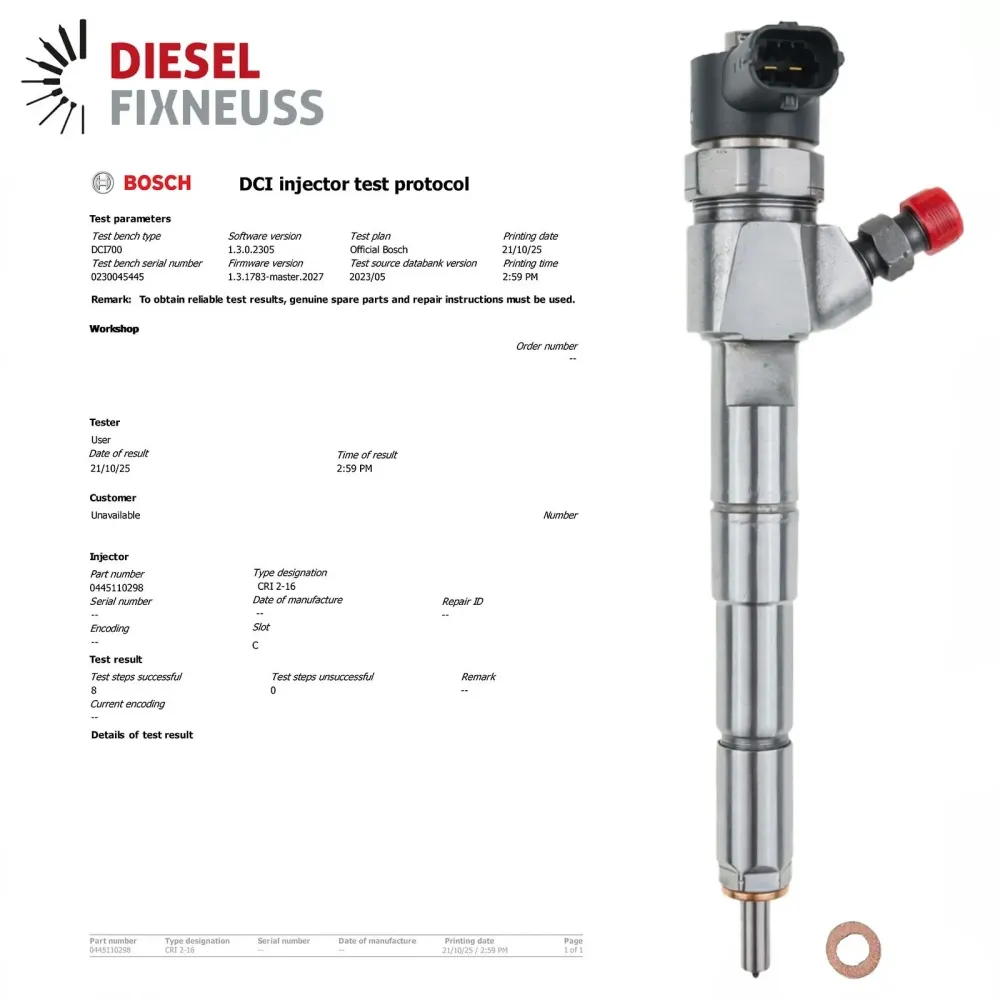 0445110298 Injecteur Volvo 2.4 D S80 XC60 XC70 0986435195