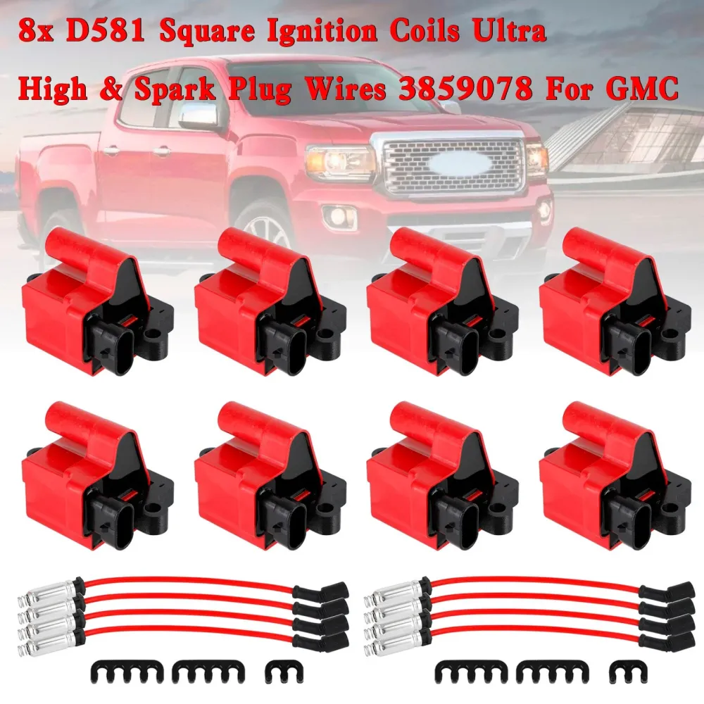2003-2004 Chevy SSR 8x D581 Bobines d'allumage carrées ultra hautesFils de bougie d'allumage 3859078