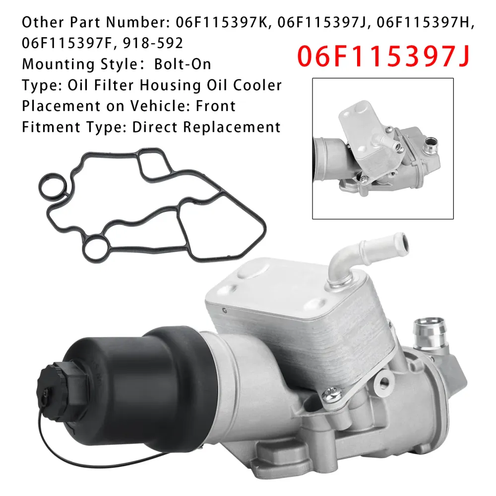 2006-2008 A3 2.0L ensemble de filtre à huile de refroidisseur d'huile moteur 06F115397J 06F115397H 918-592