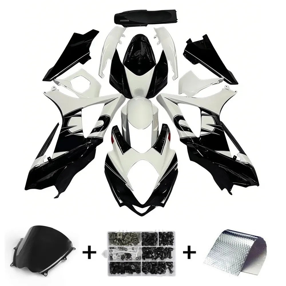 2007-2008 Suzuki GSXR 1000 Noir & Blanc GSXR Racing Carénages Générique