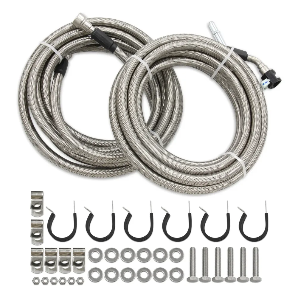 2007-2010 Pontiac G5, 2,2 L l4 GAZ, kit de conduite de carburant tressé en acier inoxydable, fixation rapide QFF0015SS