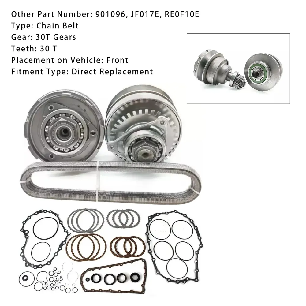 2012-2014 NISSAN ALTIMA 3.5L RE0F10E JF017E Kit de reconstruction principale de transmission CVT avec courroie de chaîne 30T
