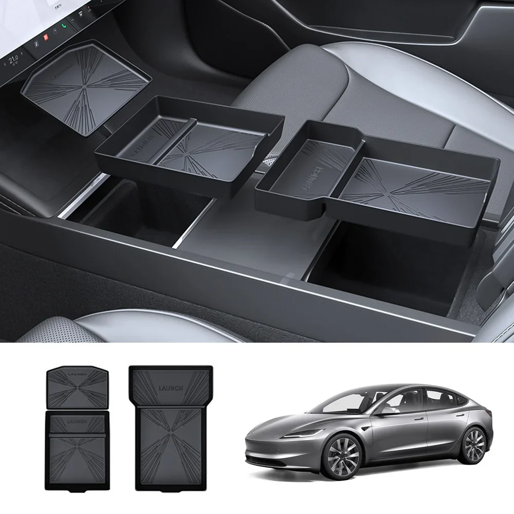 2024+ Model 3 Highland Plateau de rangement inférieur en silicone pour accoudoir de console Tesla Light