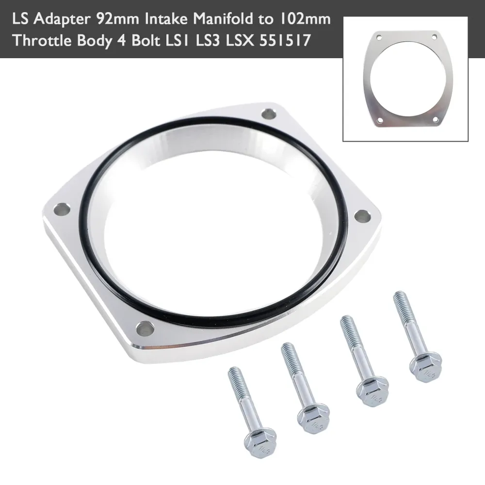 551517 Adaptateur LS collecteur d'admission 92 mm vers corps de papillon 102 mm 4 boulons LS1 LS3 LSX