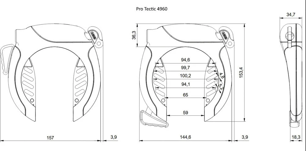 ABUS Pro Tectic 4960 NR Antivol de cadre noir
