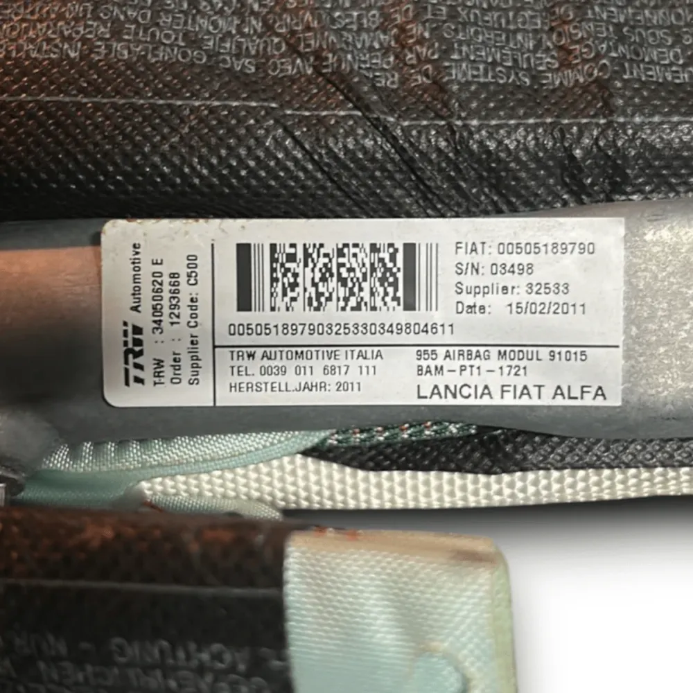 Airbag à rideau latéral gauche alfa romeo mito cod:00505189790 (2008 > 2020)