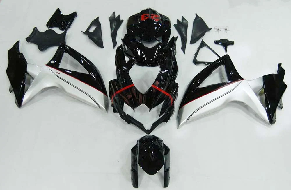 Amotopart 2008-2010 Suzuki GSXR 600/750 Kit de carénage noir blanc