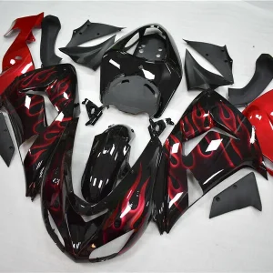 Kit de carénage d'injection Kawasaki ZX10R 2006-2007 flamme rouge Amotopart