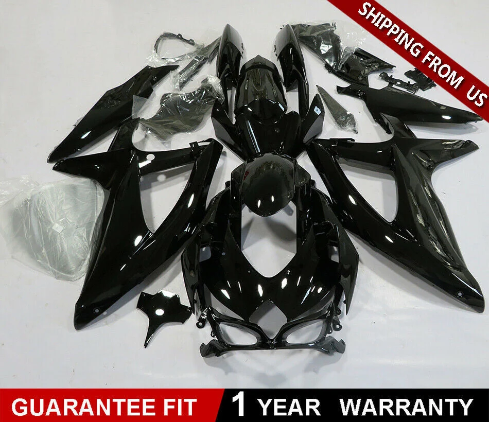 Kit de carénage noir brillant Suzuki GSXR600 750 2008-2010 Amotopart