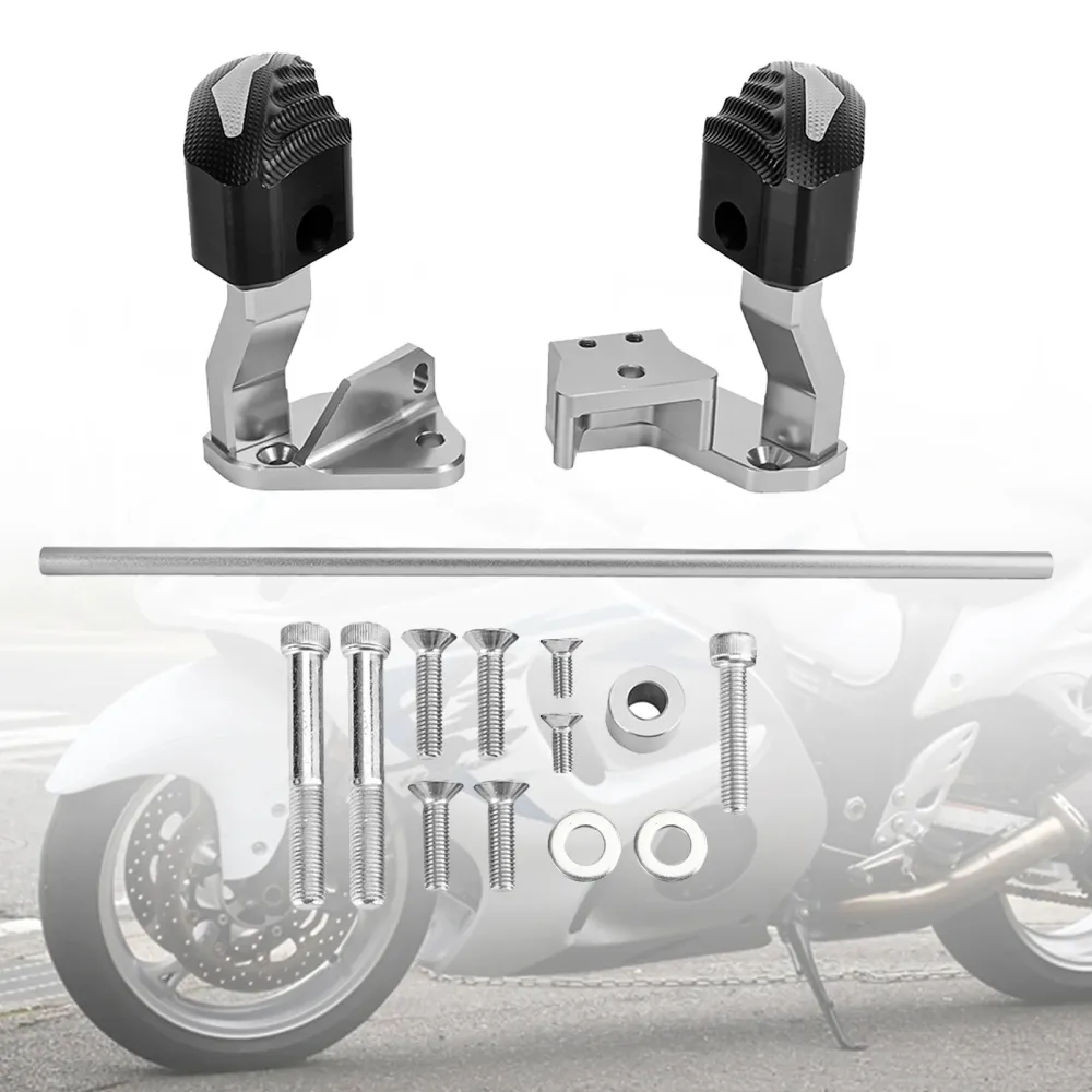 Protecteur moteur Crash Bund Pad curseur argent pour Suzuki Gsxr1300 Hayabusa 21-23 Amotopart