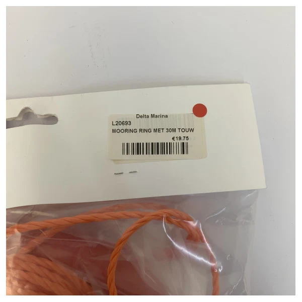 Anneau d'amarrage Belship L20693 avec corde de 30M orange
